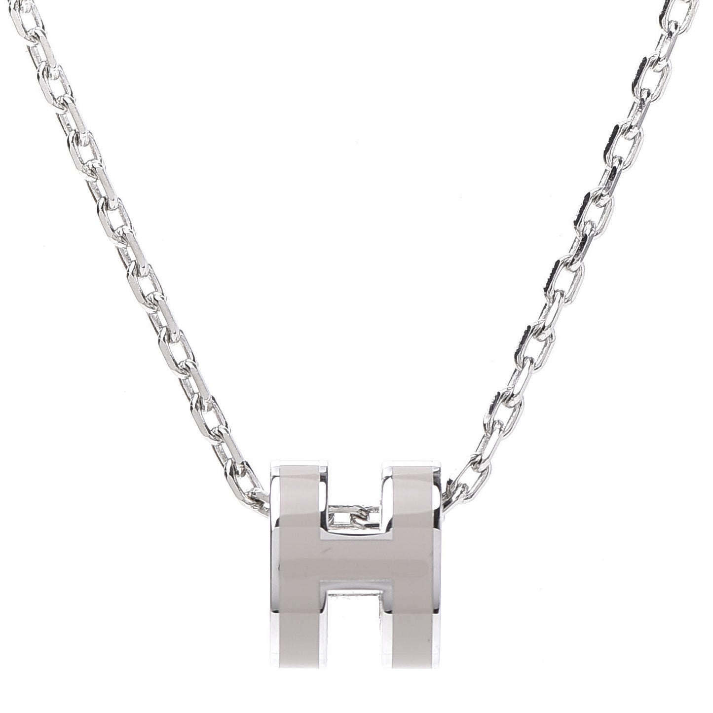 Palladium Mini Pop H Pendant Necklace Marron Glace