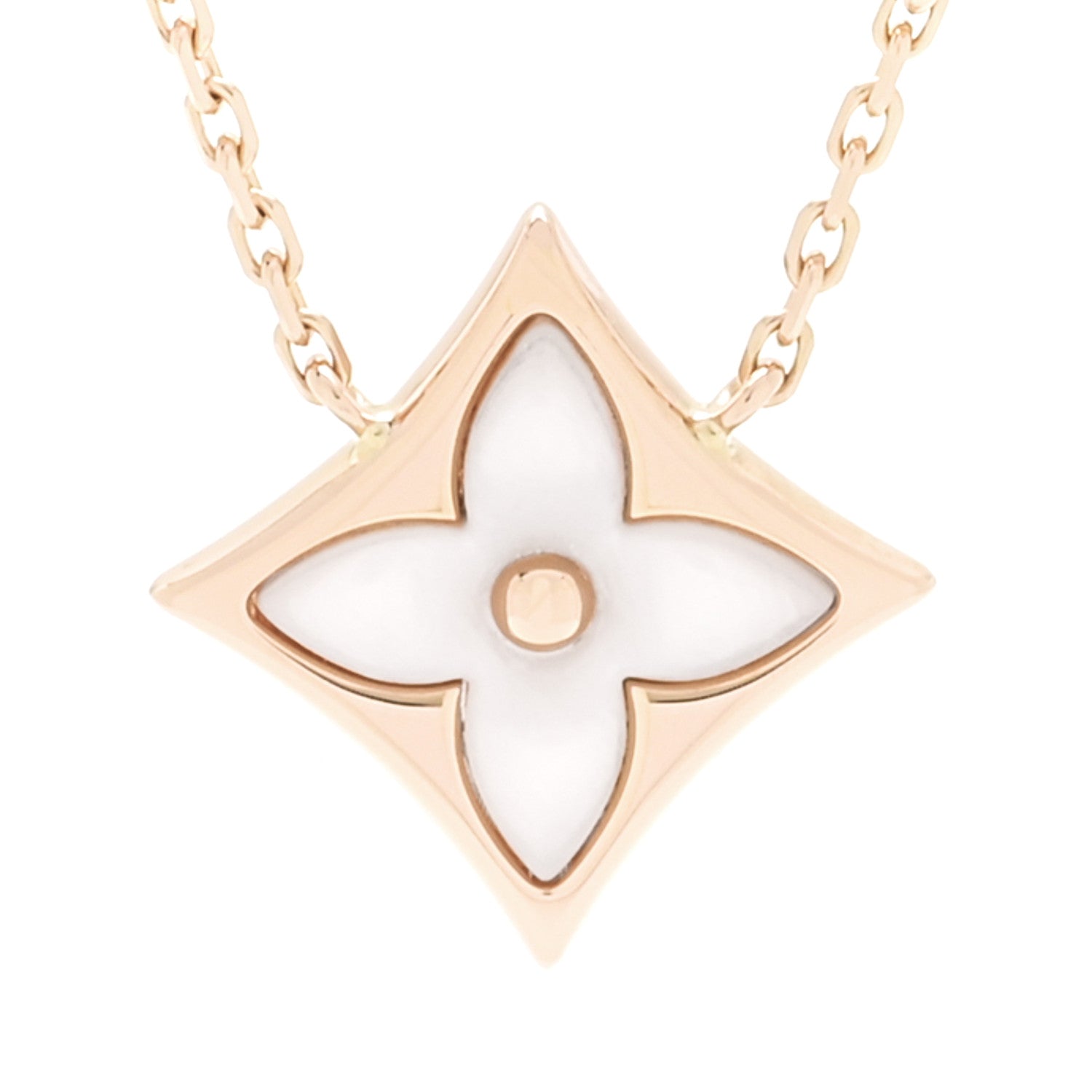 Louis Vuitton 18K Pink Gold Diamond Pink Mother of Pearl Color Blossom BB Star Pendant Necklace 4 of 7