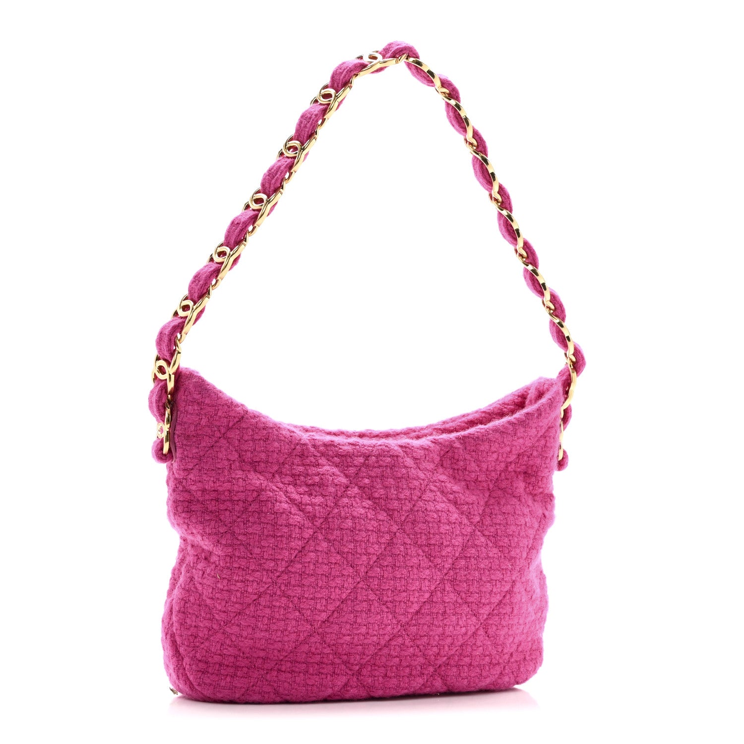 Chanel Cashmere Tweed Quilted CC Links Hobo Fuchsia 3 of 10