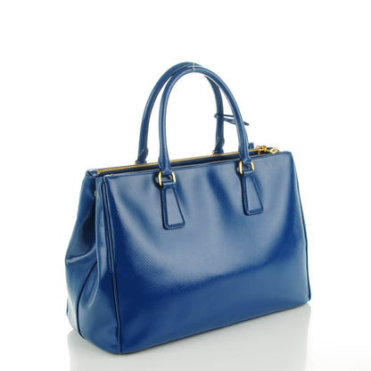 Prada Saffiano Vernice Medium Galleria Double Zip Tote Azzurro 3 of 8