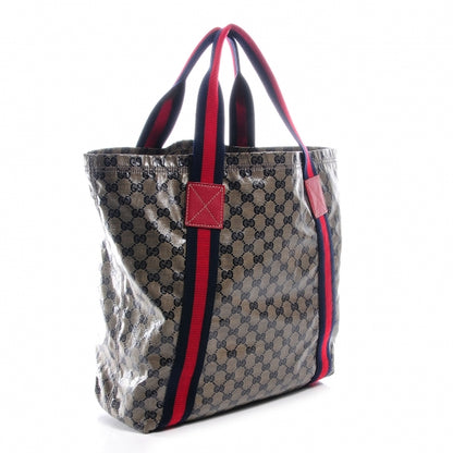 Gucci Crystal Monogram Medium Web Handle Vertical Tote Navy 3 of 7