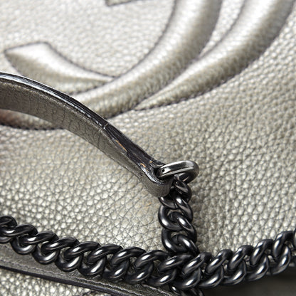 Gucci Metallic Pebbled Calfskin Medium Soho Chain Shoulder Bag Sasso 12 of 14
