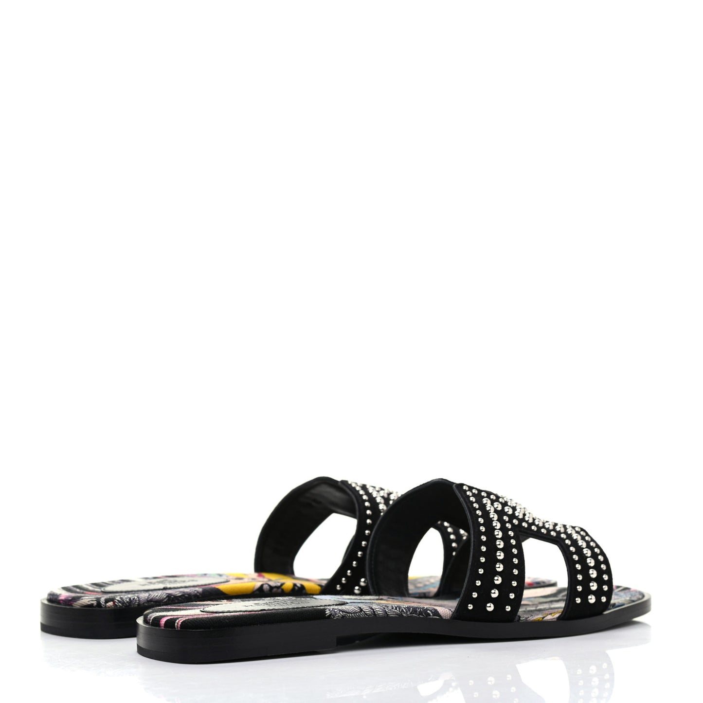 Suede Goatskin Studded Oran Sandals 38 Black