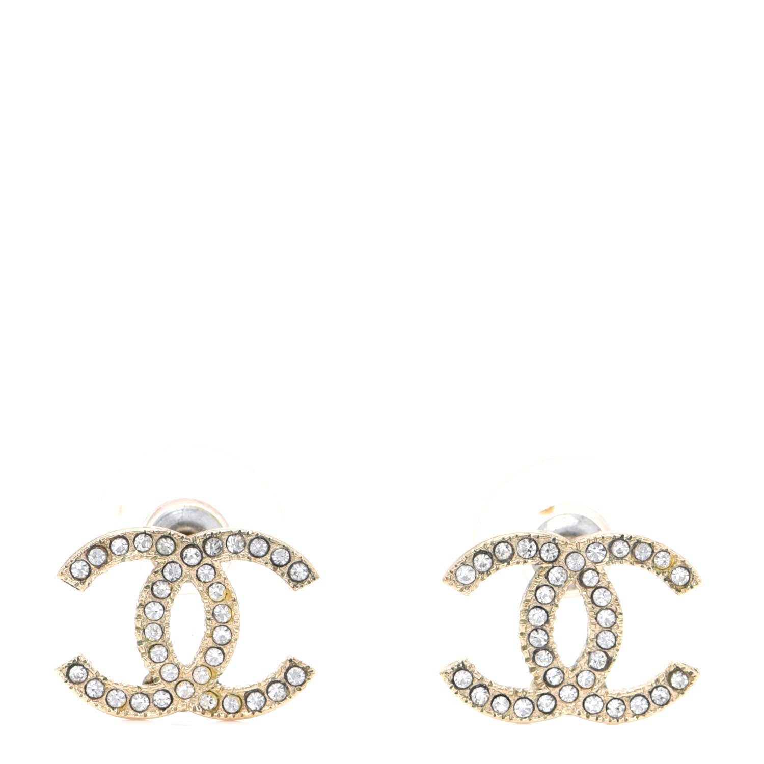 Chanel Crystal CC Earrings Gold 1 of 6