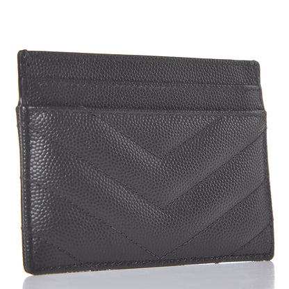 Saint Laurent Grain De Poudre Matelasse Chevron Monogram Card Case Coal 3 of 7