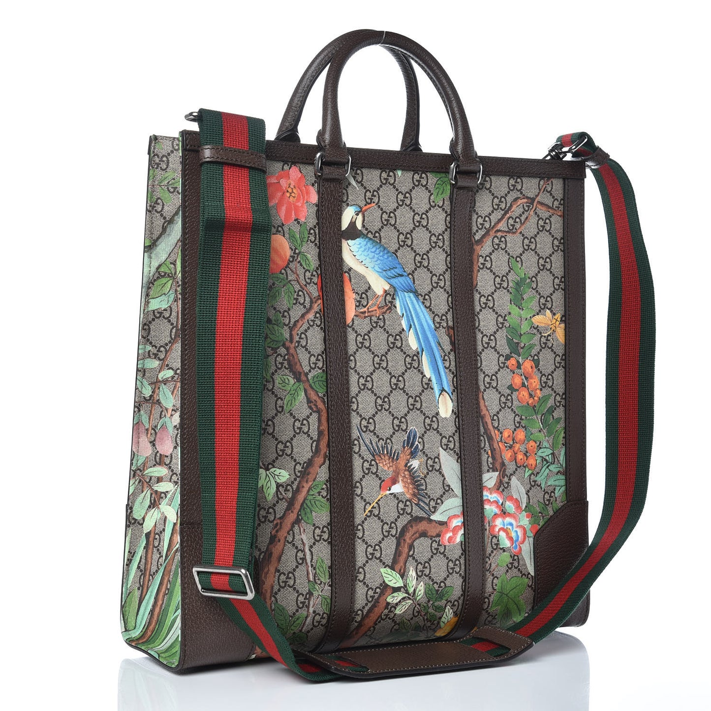 GG Supreme Monogram Tian Web Vertical Tote Beige Multicolor New Acero