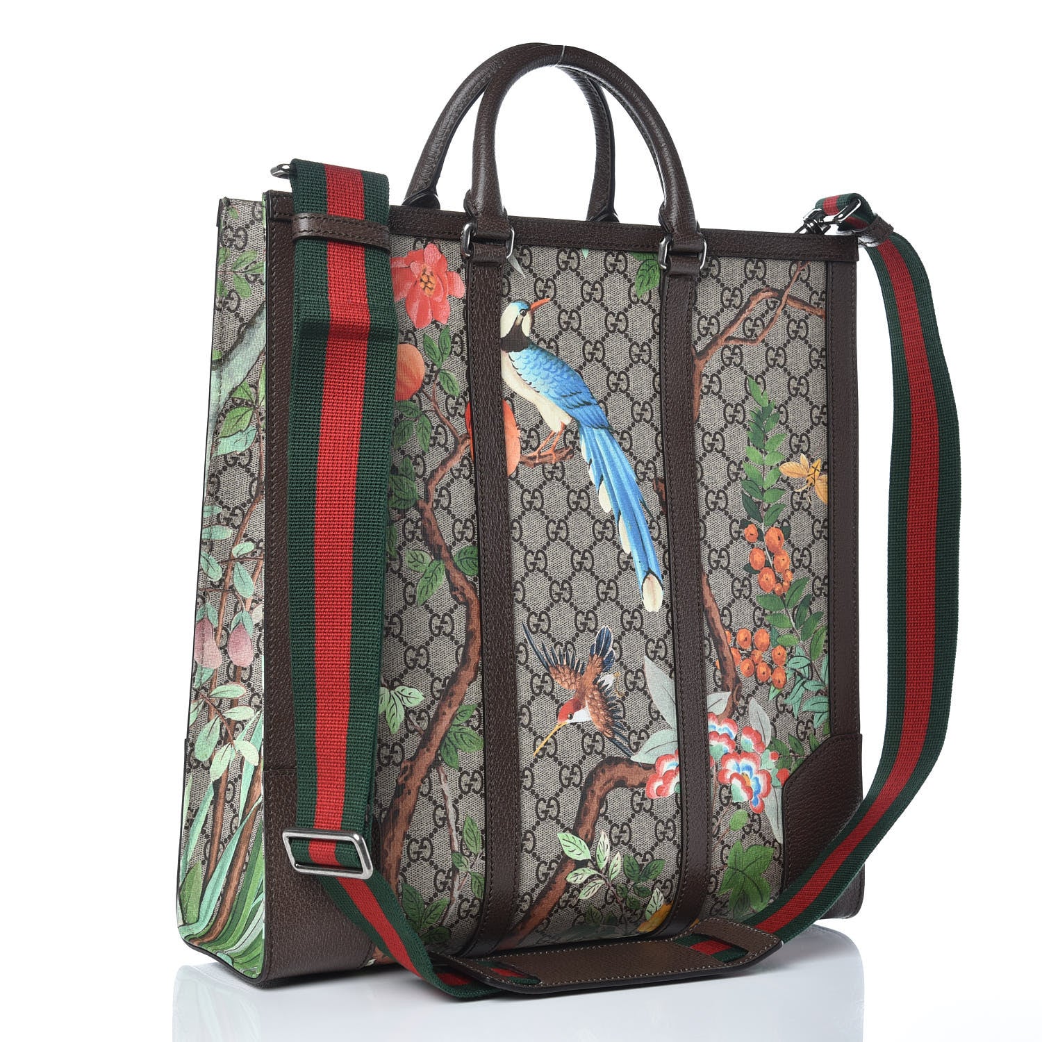 Gucci GG Supreme Monogram Tian Web Vertical Tote Beige Multicolor New Acero 3 of 8