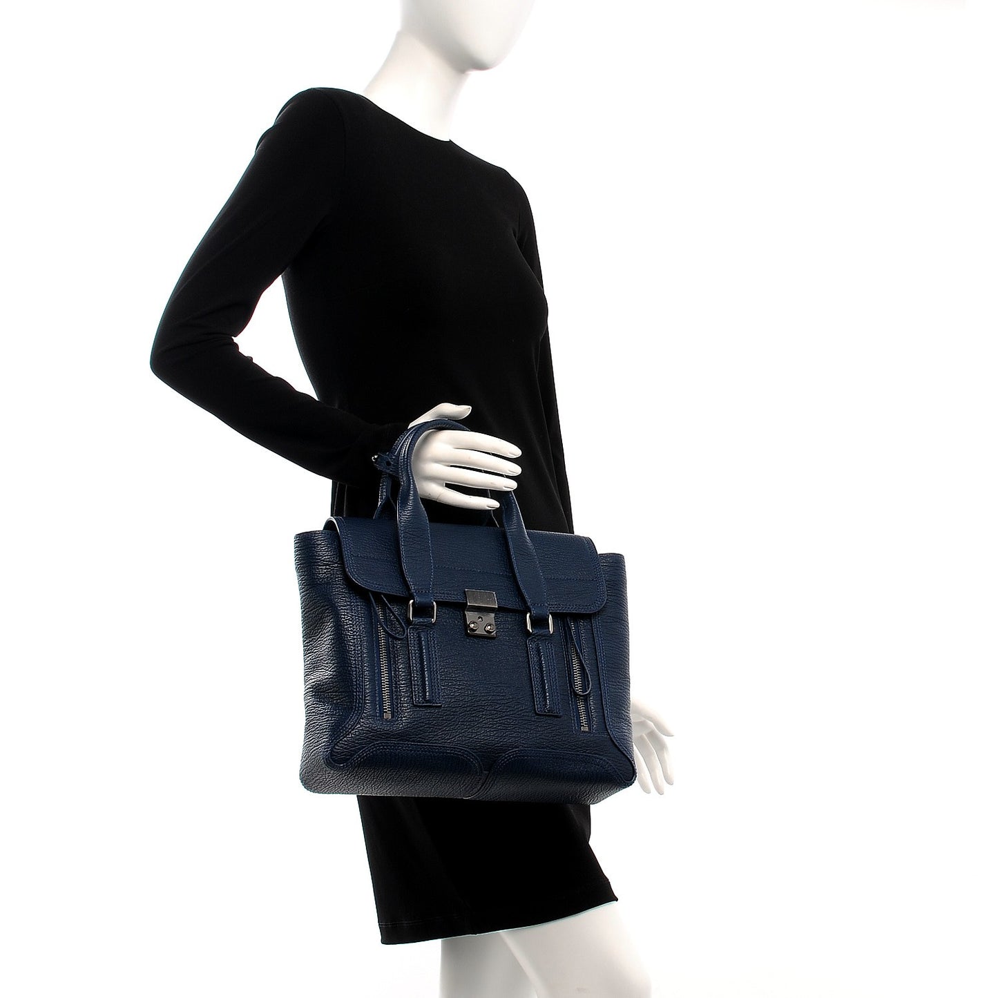 Textured Calfskin Medium Pashli Satchel Lapis