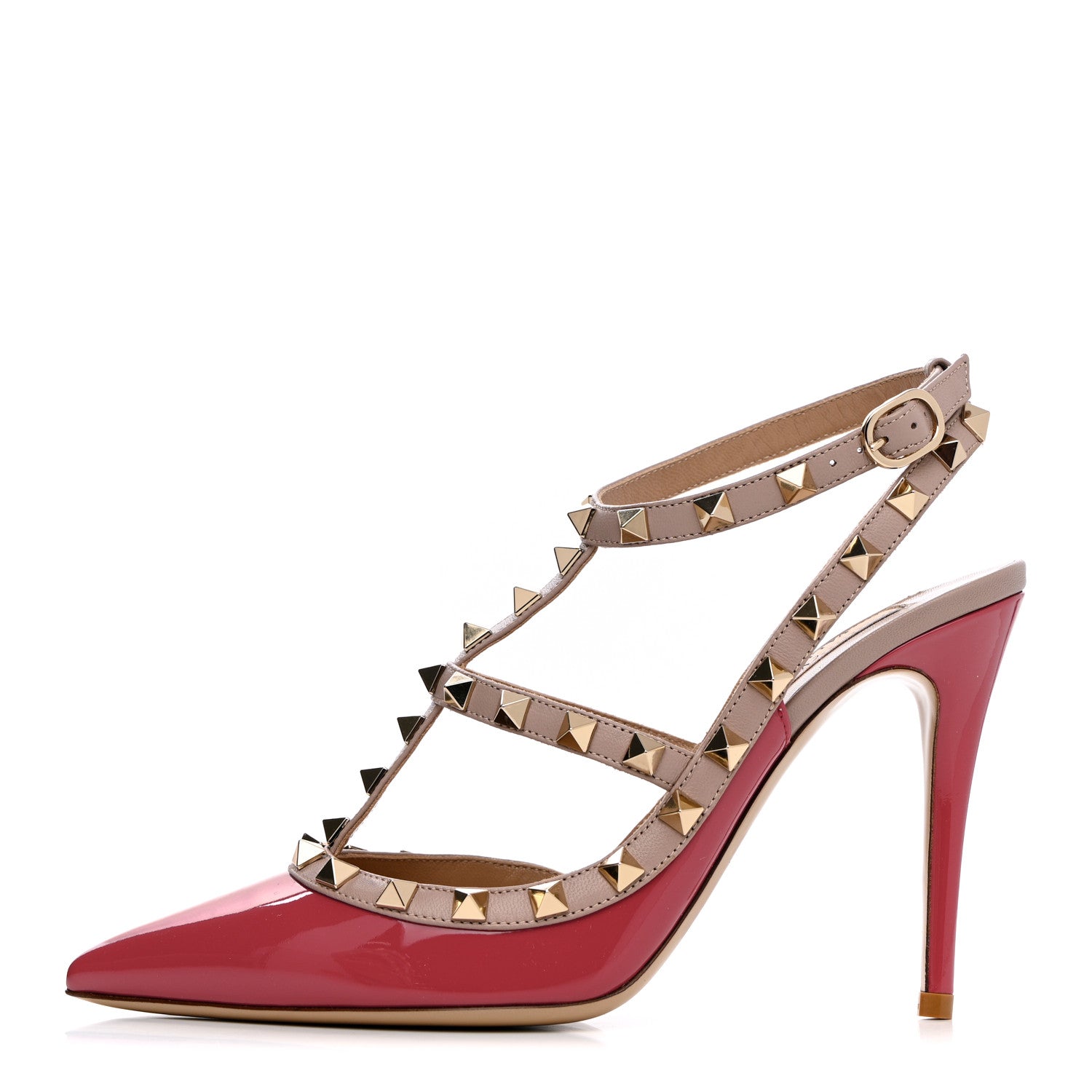 Valentino Garavani Patent Nappa Rockstud Ankle Strap 100mm Pumps 37 Rock Pink Poudre 1 of 9