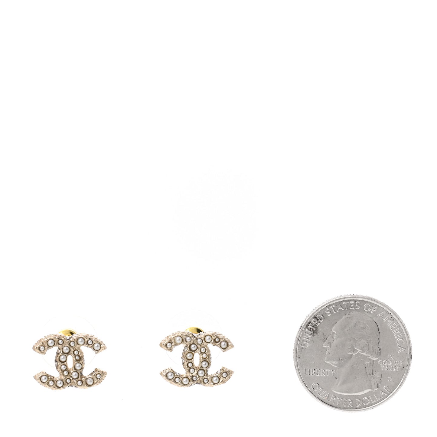 Pearl Crystal CC Earrings Light Gold