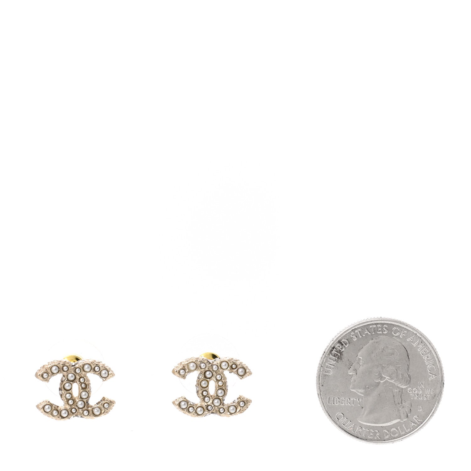 Chanel Pearl Crystal CC Earrings Light Gold 2 of 5