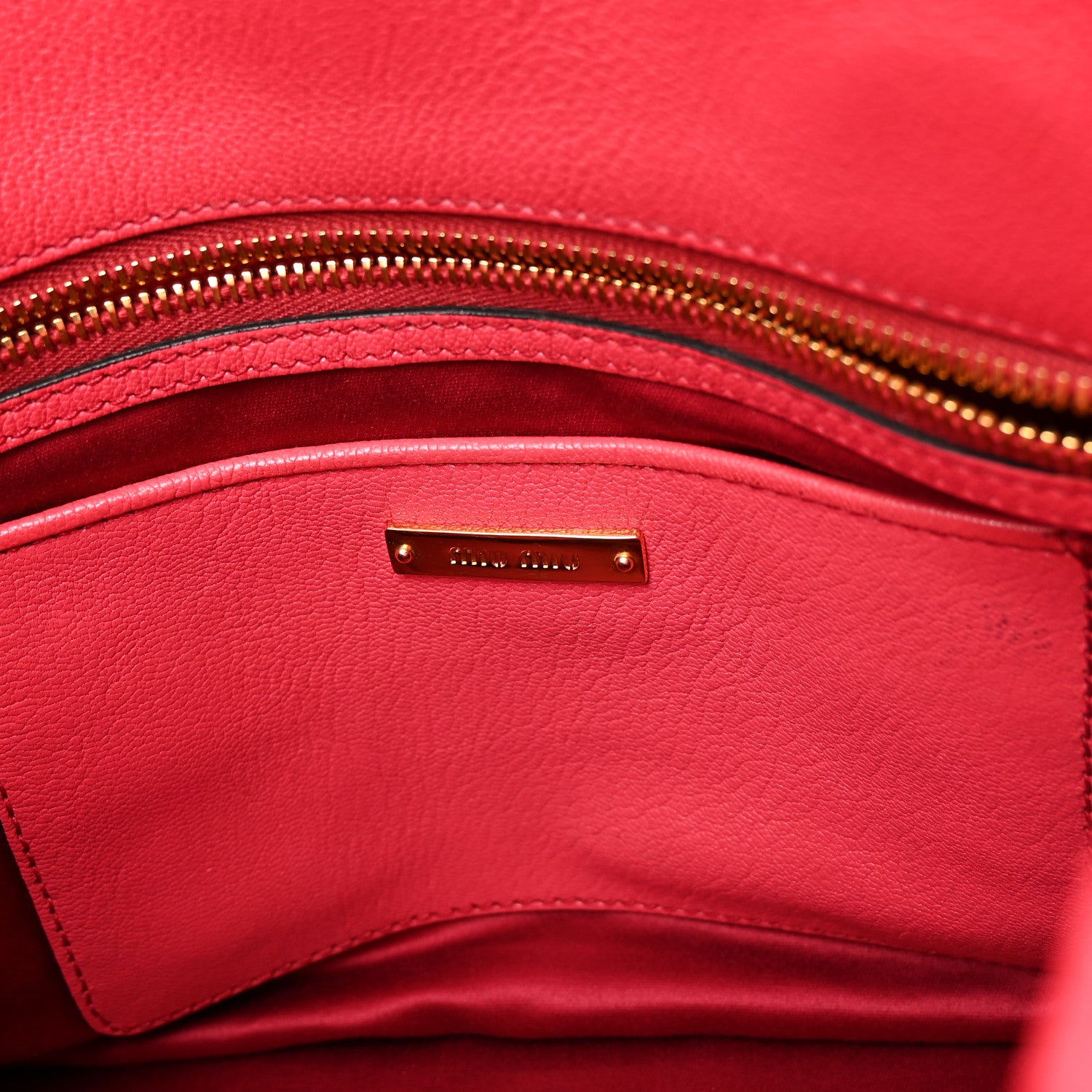 Miu Miu Goatskin Madras Top Handle Bag Fragola 6 of 9