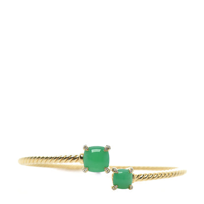 David Yurman 18K Yellow Gold Diamond Chrysoprase Chatelaine Bypass Bracelet 1 of 5