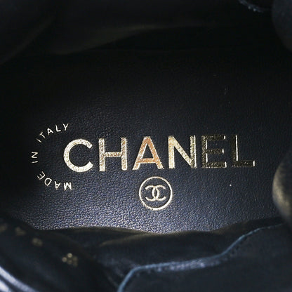 Chanel Lambskin Calfskin Quilted Lace Up Combat Boots 38 Black 11 of 12