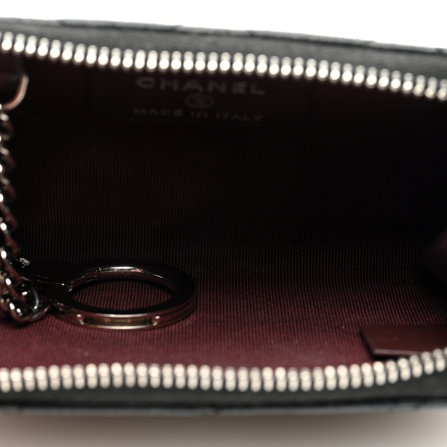 Caviar Quilted Zipped Key Holder Case Black