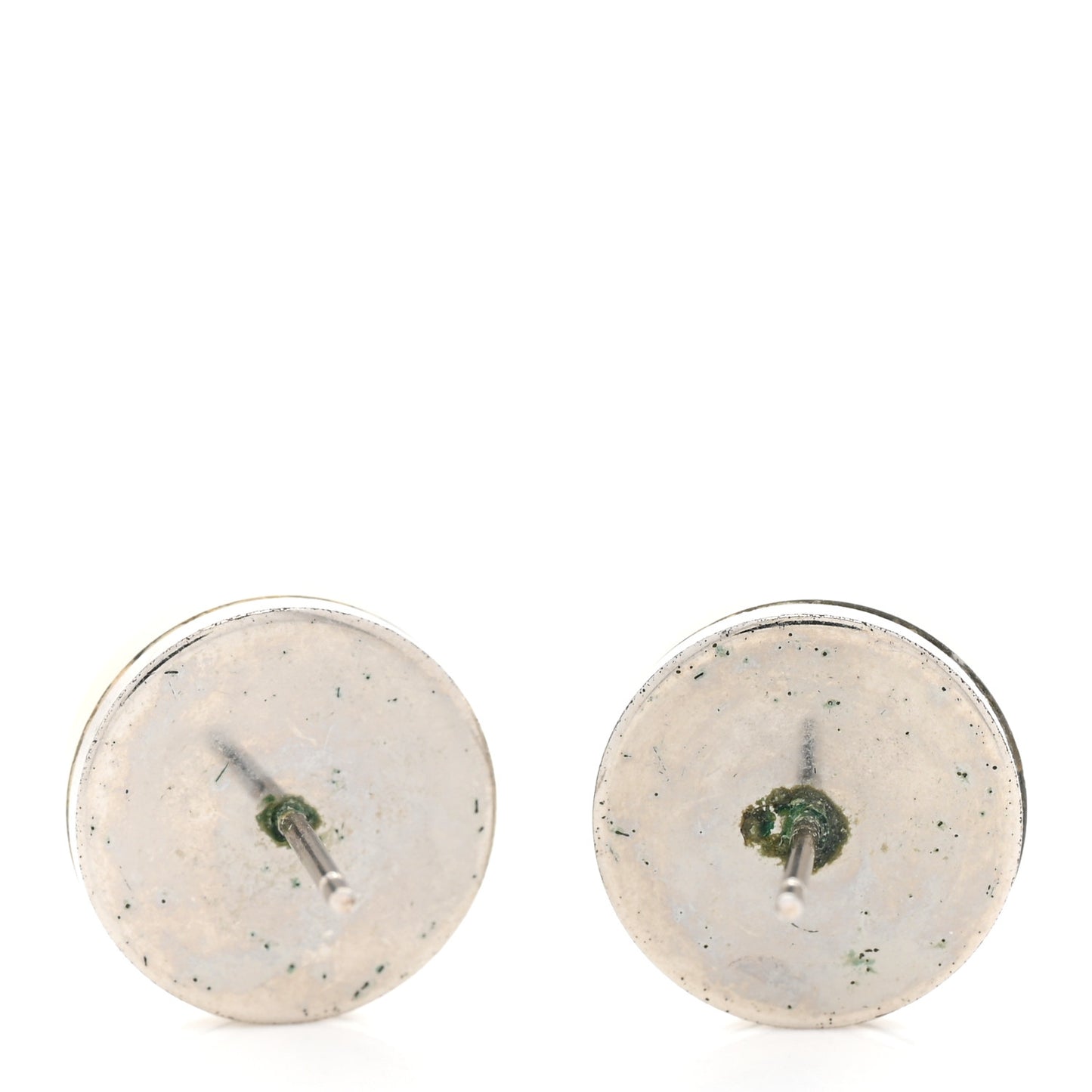CC Round Earrings Silver White