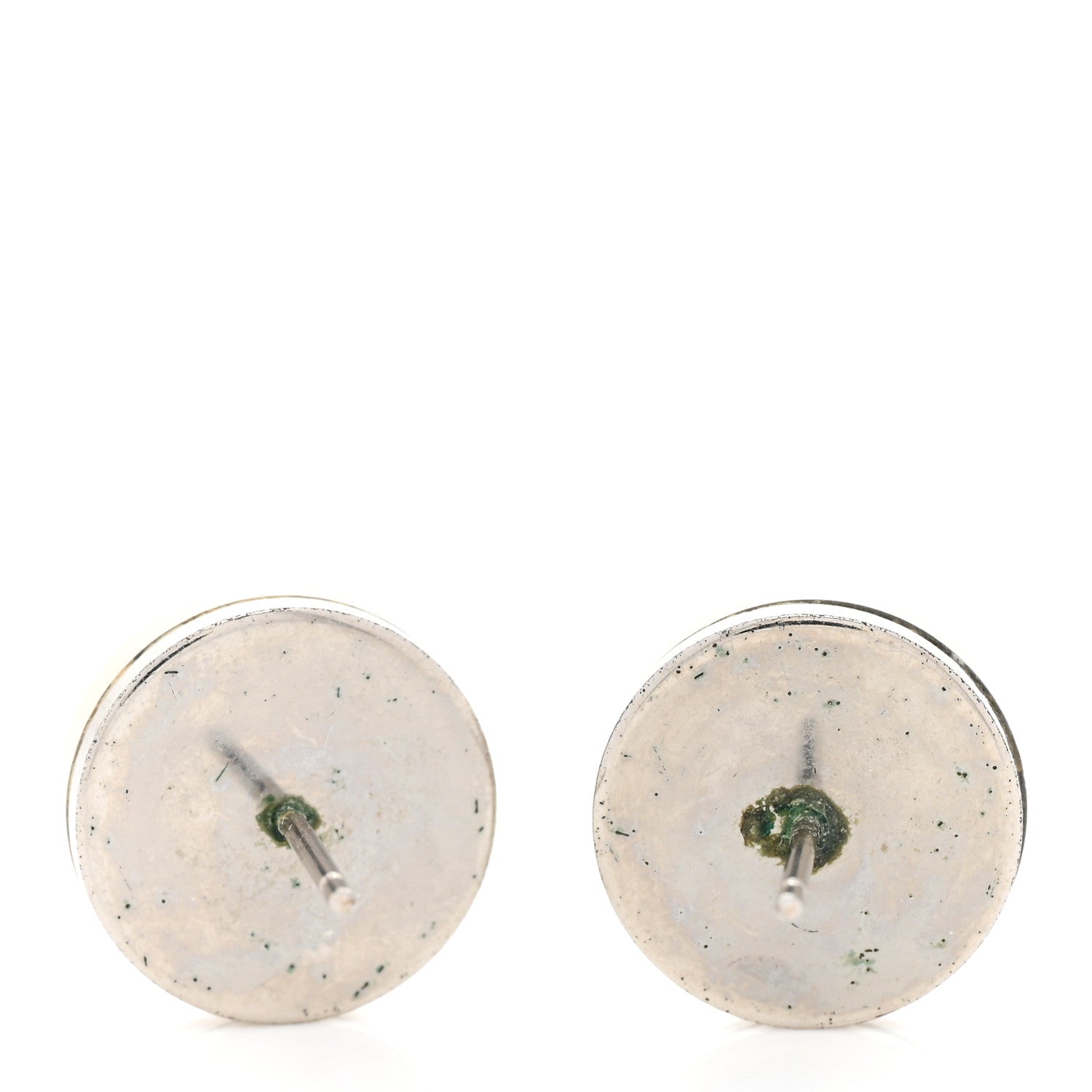 Chanel CC Round Earrings Silver White 4 of 4