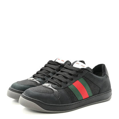 Gucci Suede Calfskin Nylon GG Monogram Web Mens Screener Sneakers 9 Black 4 of 9