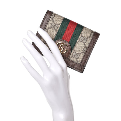 Gucci GG Supreme Monogram Web Ophidia Card Case Beige New Acero 2 of 12