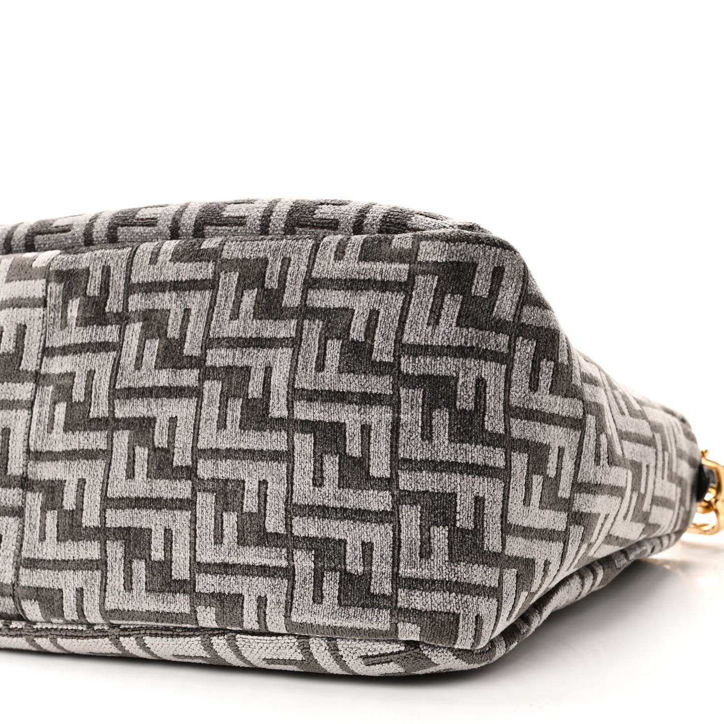 Chenille Vitello Seta Plexiglass FF Fendi O'Lock Zipper Anthracite Asfalto