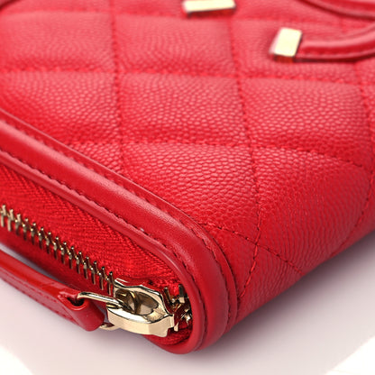 Chanel Caviar Quilted Filigree Zip Around Wallet Red 10 of 12