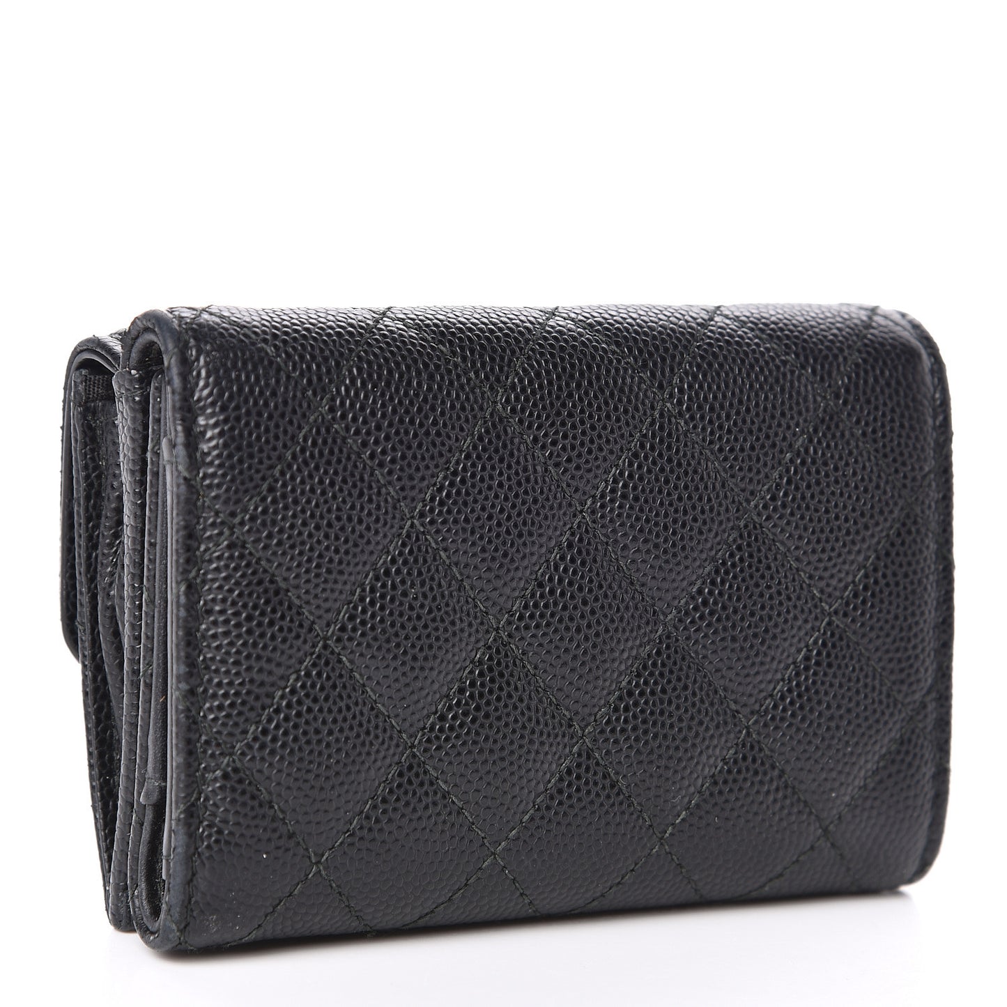Caviar Quilted Small Boy Flap Wallet Black