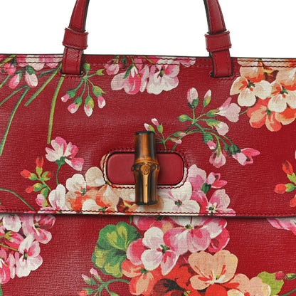 Gucci Shangai Calfskin Blooms Print Medium Bamboo Daily Top Handle Bag Romantic Cerise Multicolor 7 of 9