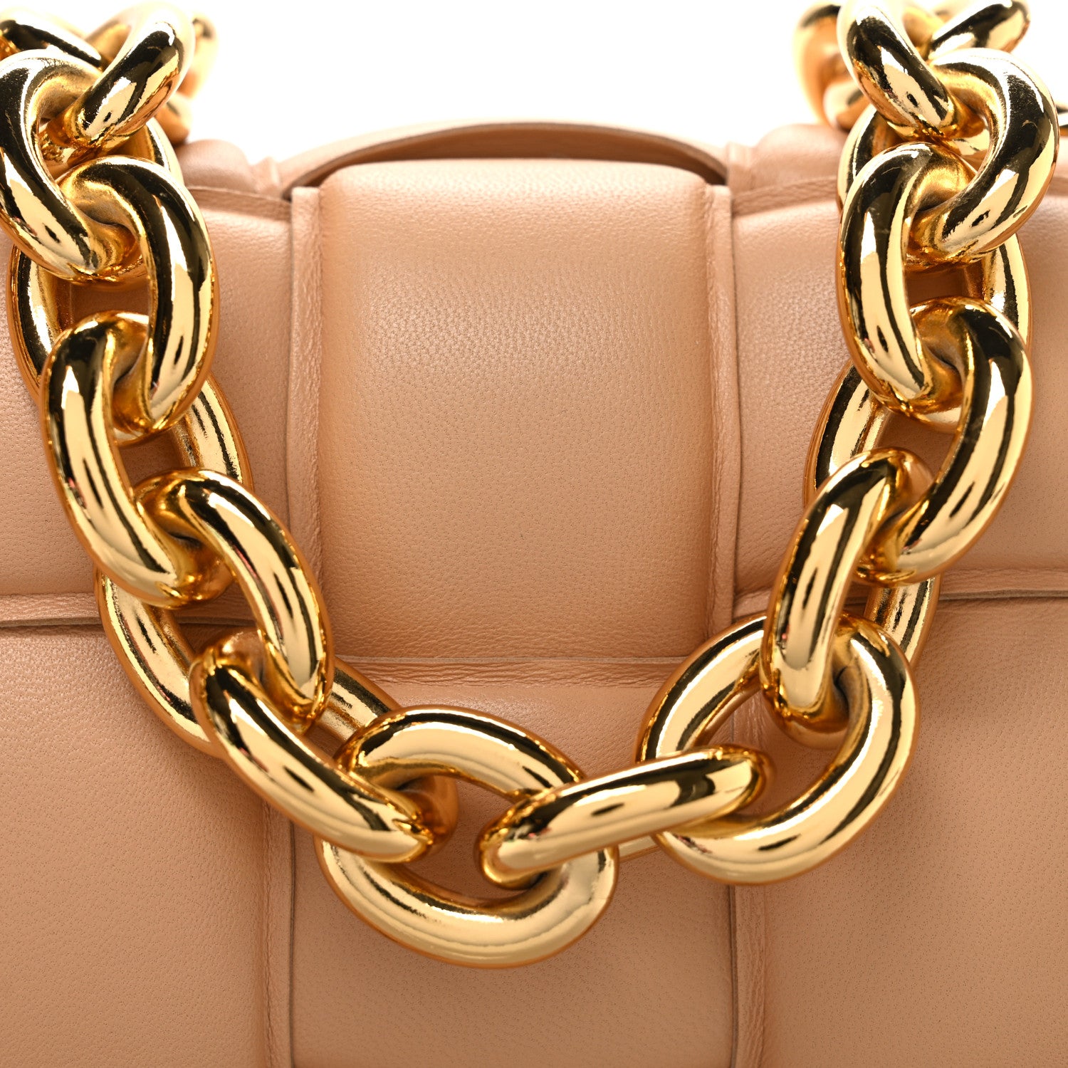 Bottega Veneta Lambskin Maxi Intreccio Padded Chain Cassette Crossbody Bag Almond 9 of 11