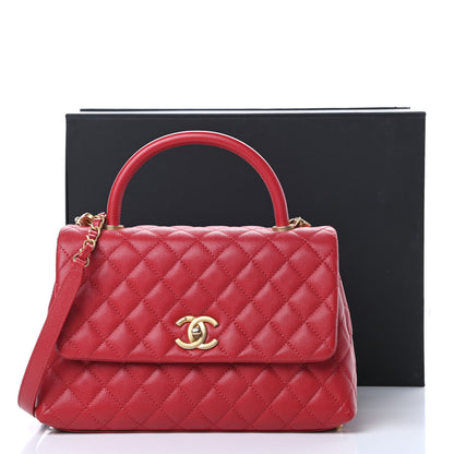 Chanel Caviar Quilted Small Coco Handle Flap Red 11 of 11