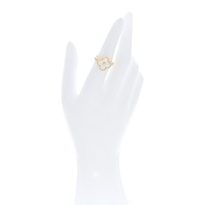 Van Cleef & Arpels 18K Yellow Gold Diamond Mother of Pearl Vintage Alhambra Ring 52 6 2 of 5