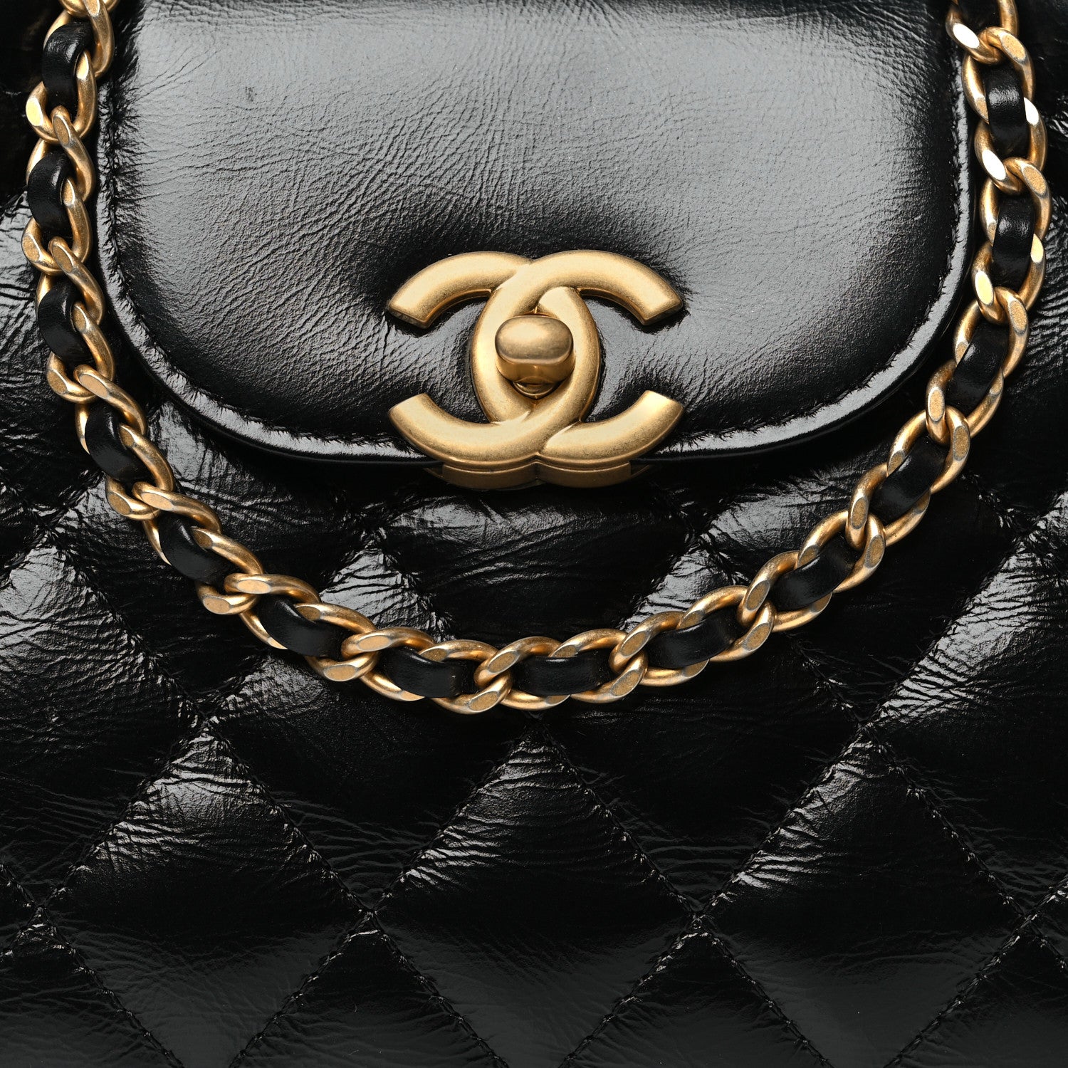 Chanel Shiny Aged Calfskin Quilted Nano Kelly Shopper Black 8 of 10