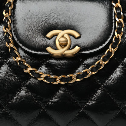 Chanel Shiny Aged Calfskin Quilted Nano Kelly Shopper Black 8 of 10