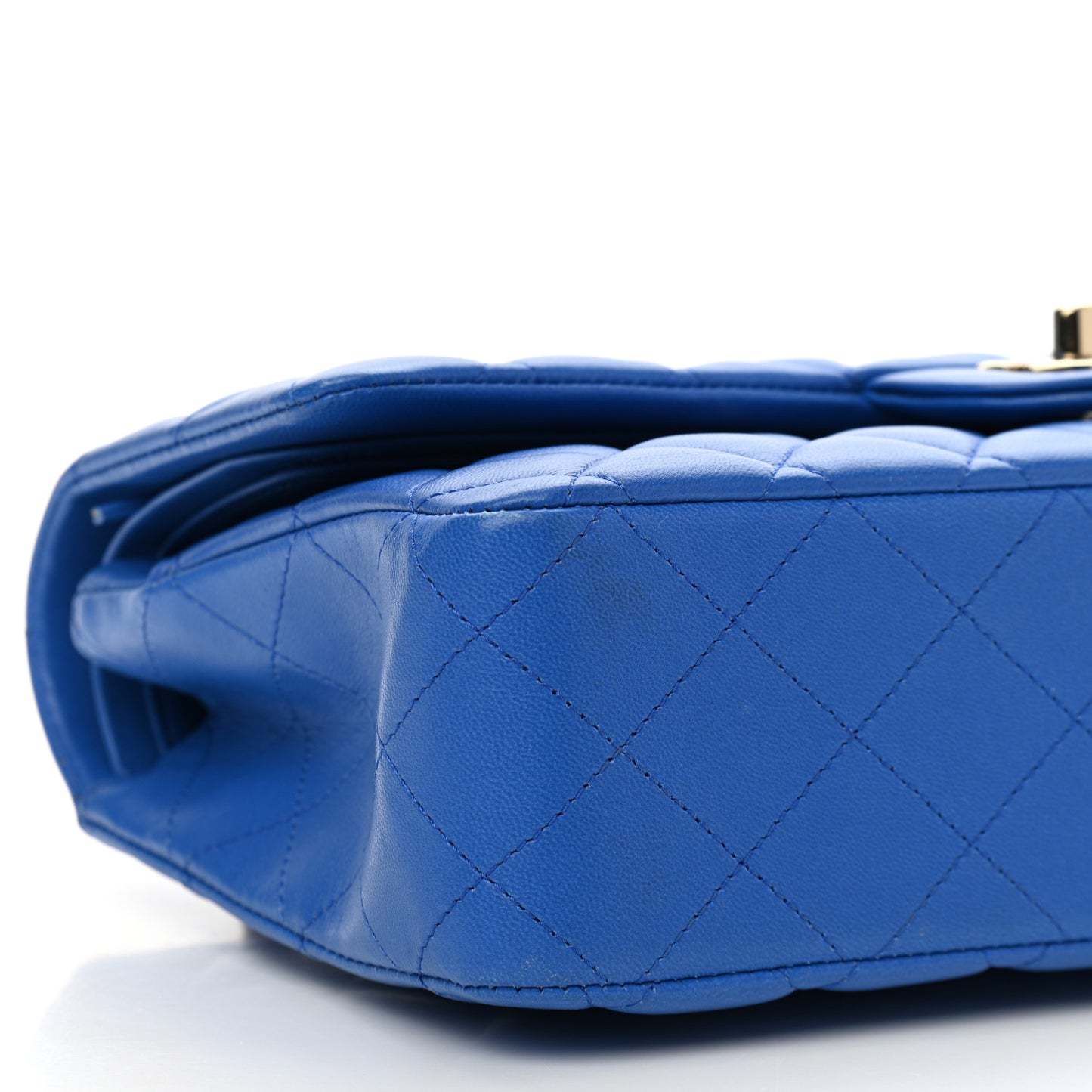 Lambskin Quilted Medium Double Flap Blue