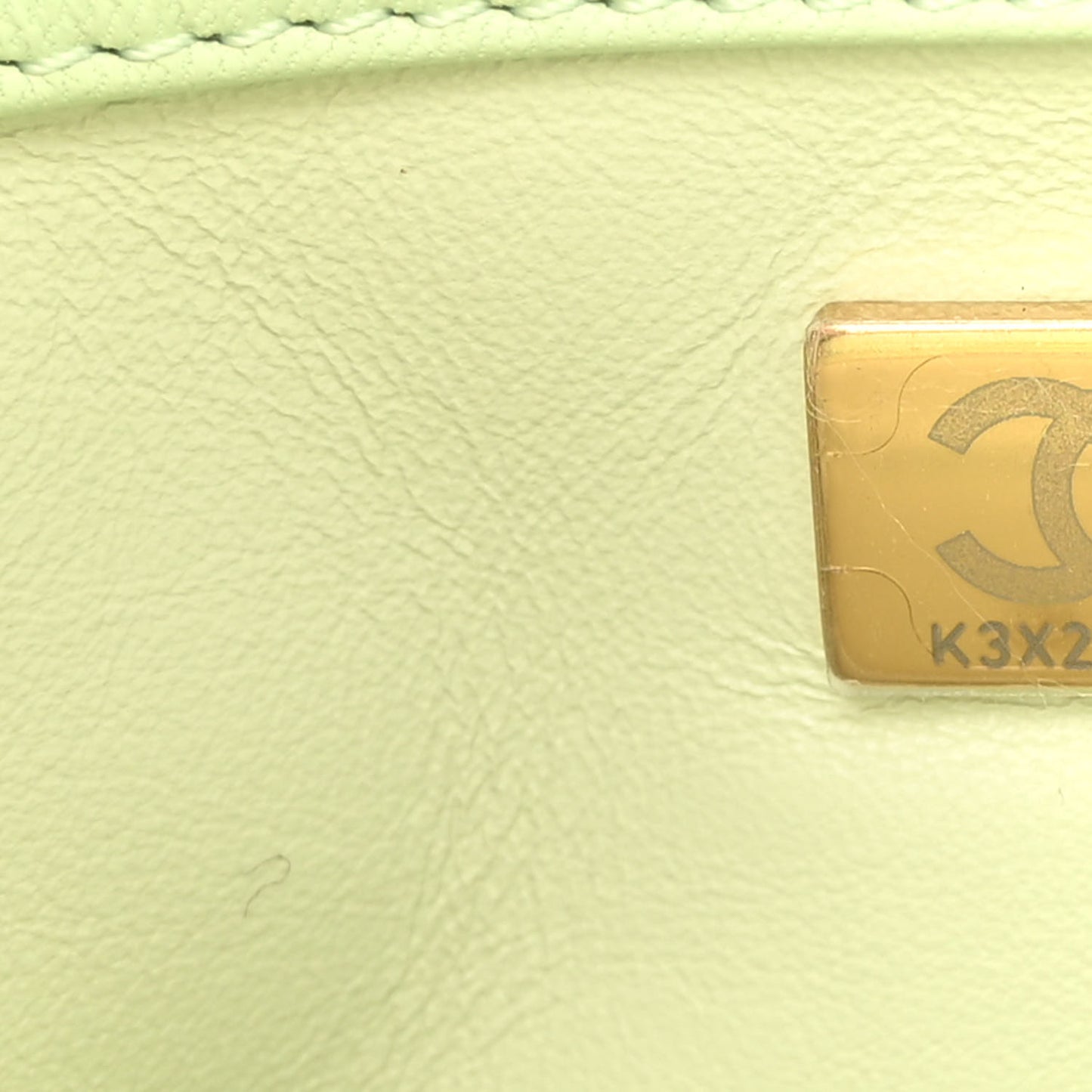 Lambskin Quilted Mini Pearl Crush Flap Light Green