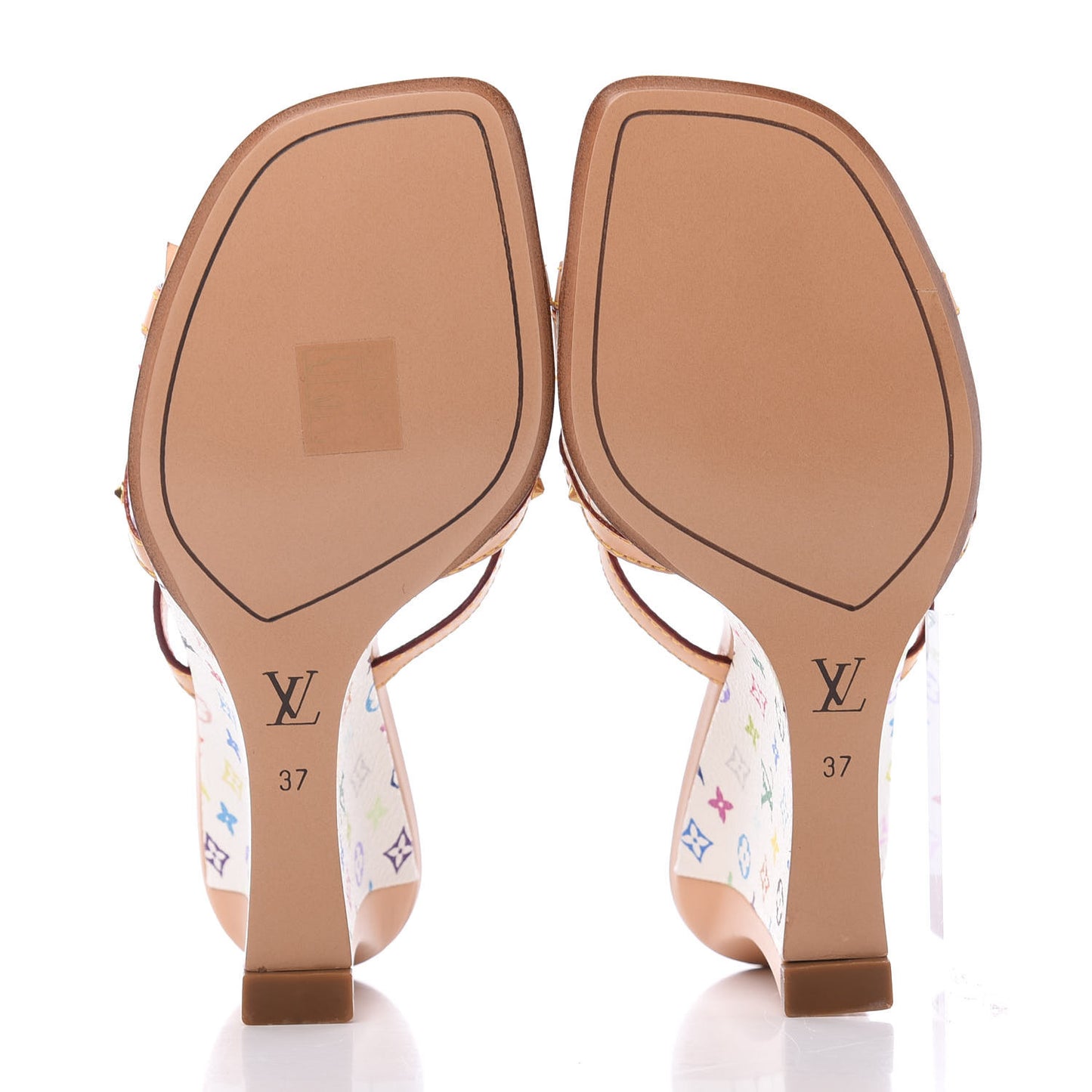 Monogram Multicolor Bow Wedge Sandals 37 White