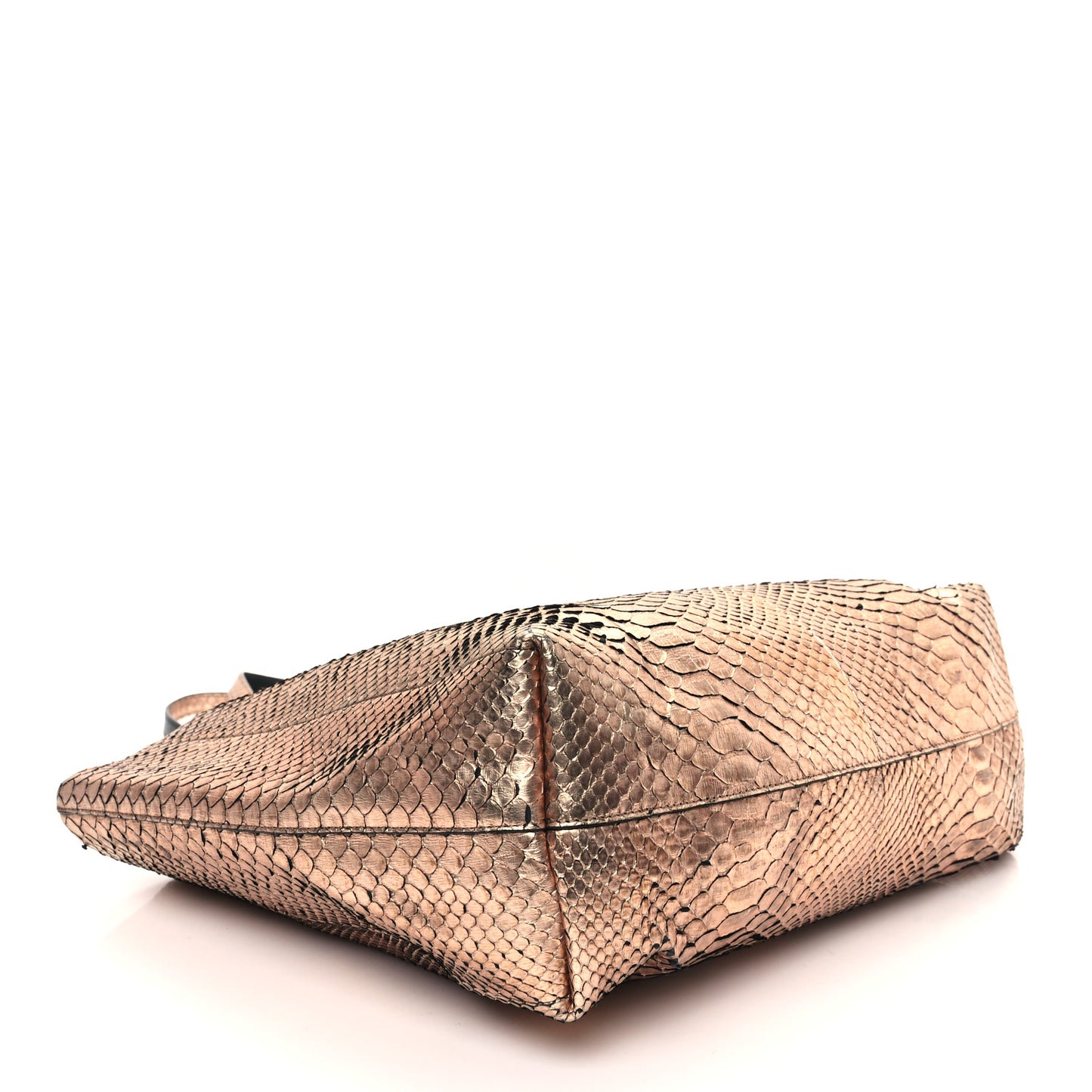 Metallic Snakeskin Small T Tote Gold
