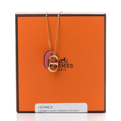 Hermes Swift O'Maillon Pendant Necklace Rose Azalee 9 of 9