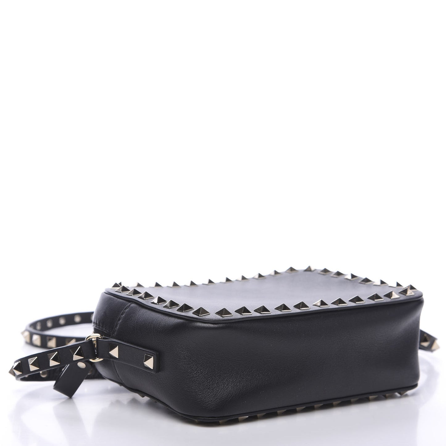 Calfskin Rockstud Camera Crossbody Bag Black