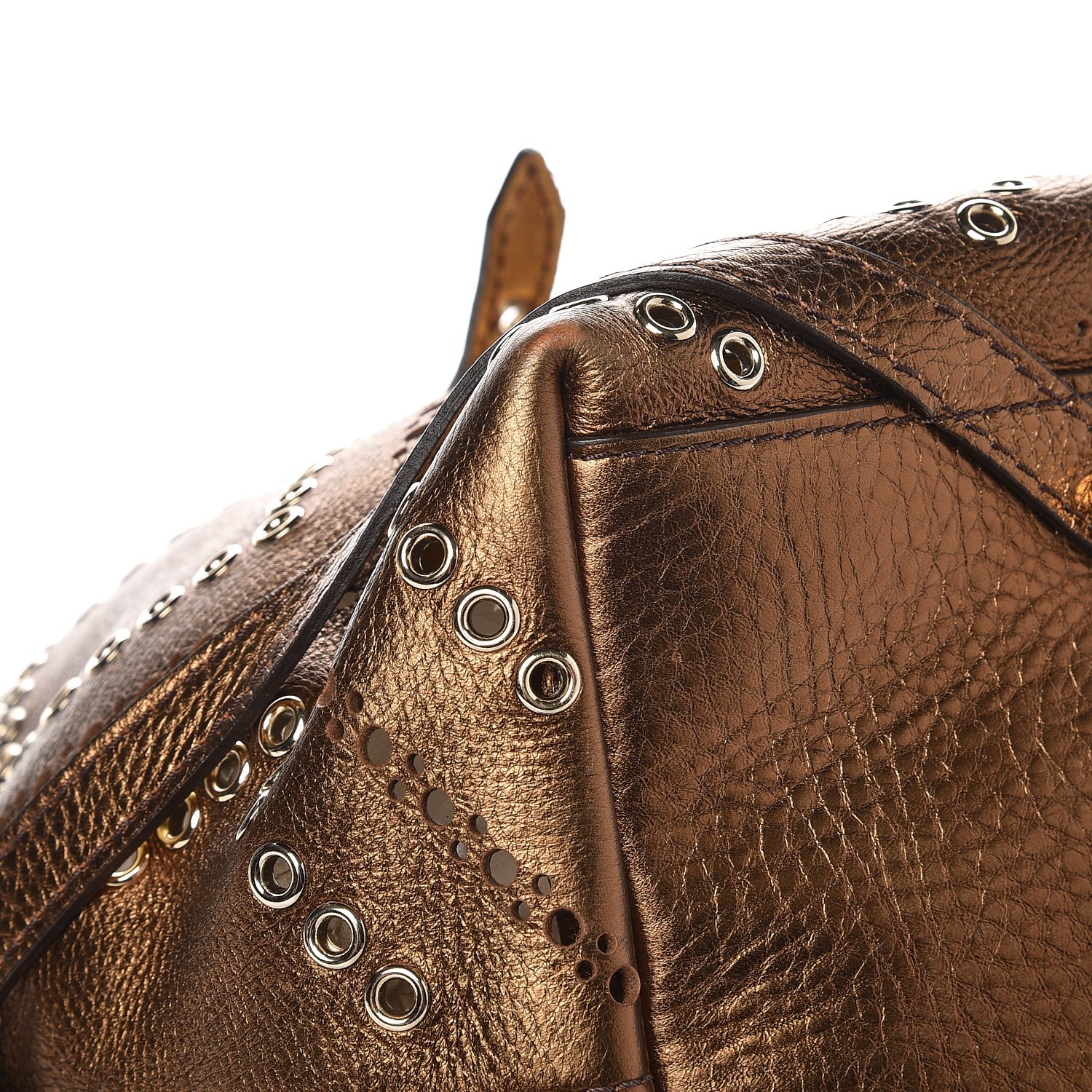 Burberry Metallic Calfskin Perforated Grommet Medium Salisbury Tote Bronze 10 of 11