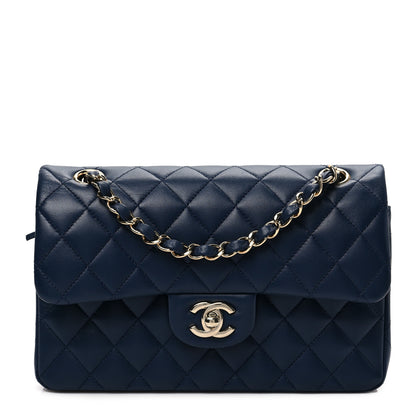 Chanel Lambskin Quilted Small Double Flap Dark Blue 1 of 8