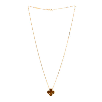 Van Cleef & Arpels 18K Yellow Gold Tiger Eye Vintage Alhambra Pendant Necklace 3 of 5