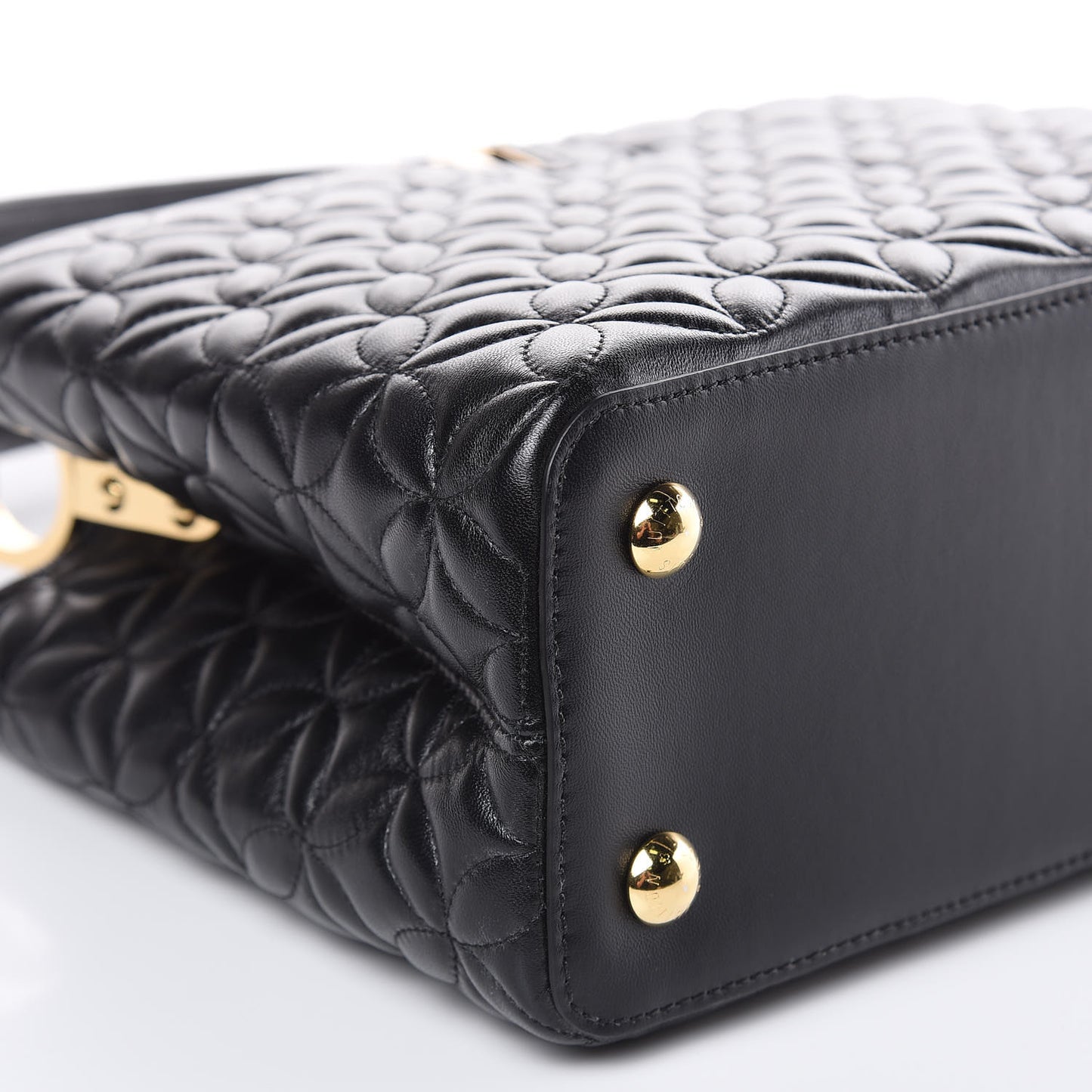 Lambskin Quilted Flower Capucines PM Black