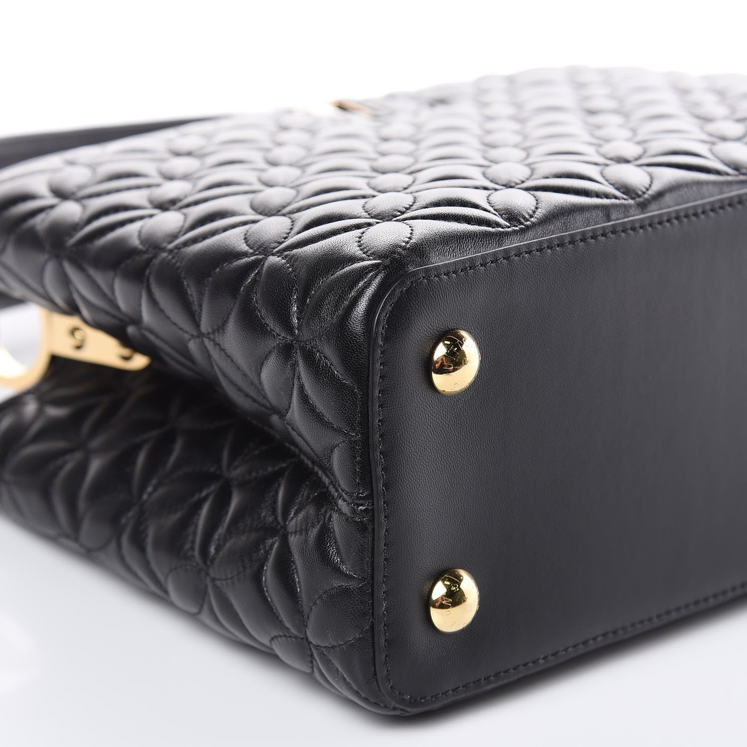 Louis Vuitton Lambskin Quilted Flower Capucines PM Black 7 of 11