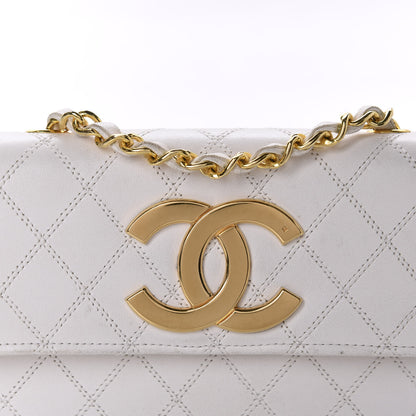 Chanel Calfskin Diamond Double Stitch Flap White 22 of 22
