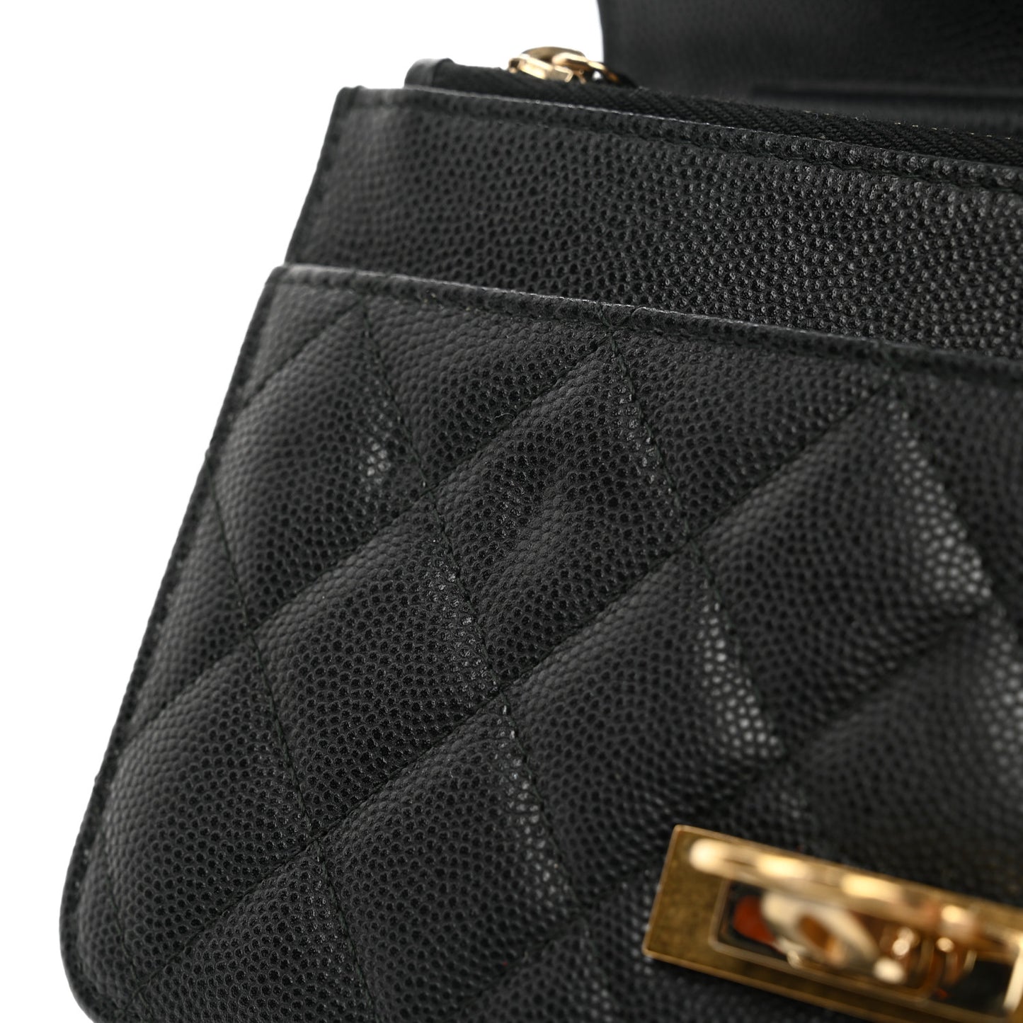 Caviar Quilted Golden Class Wallet On Chain WOC Black