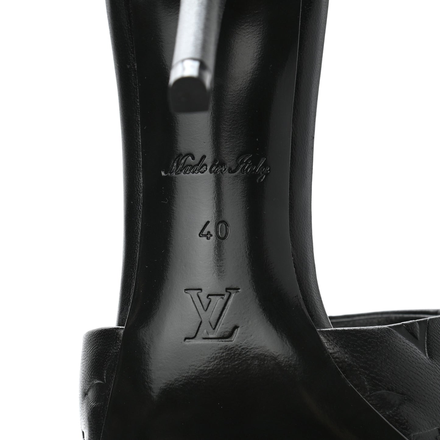 Lambskin Embossed Monogram Revival High Heel Mules 40 Black