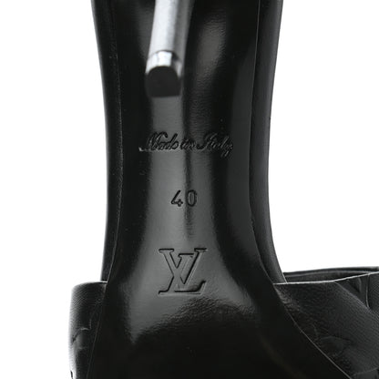 Louis Vuitton Lambskin Embossed Monogram Revival High Heel Mules 40 Black 6 of 7