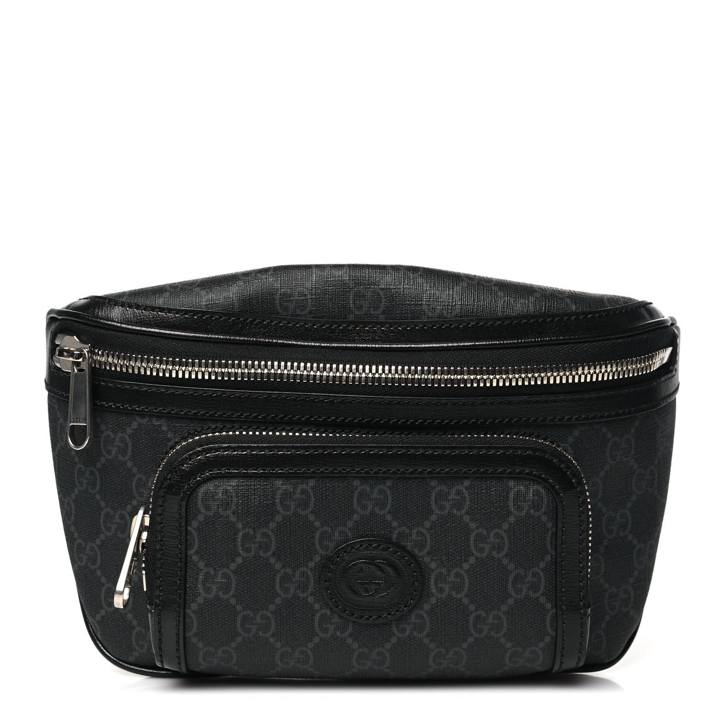 GG Supreme Monogram Textured Calfskin Retro Interlocking G Belt Bag Black