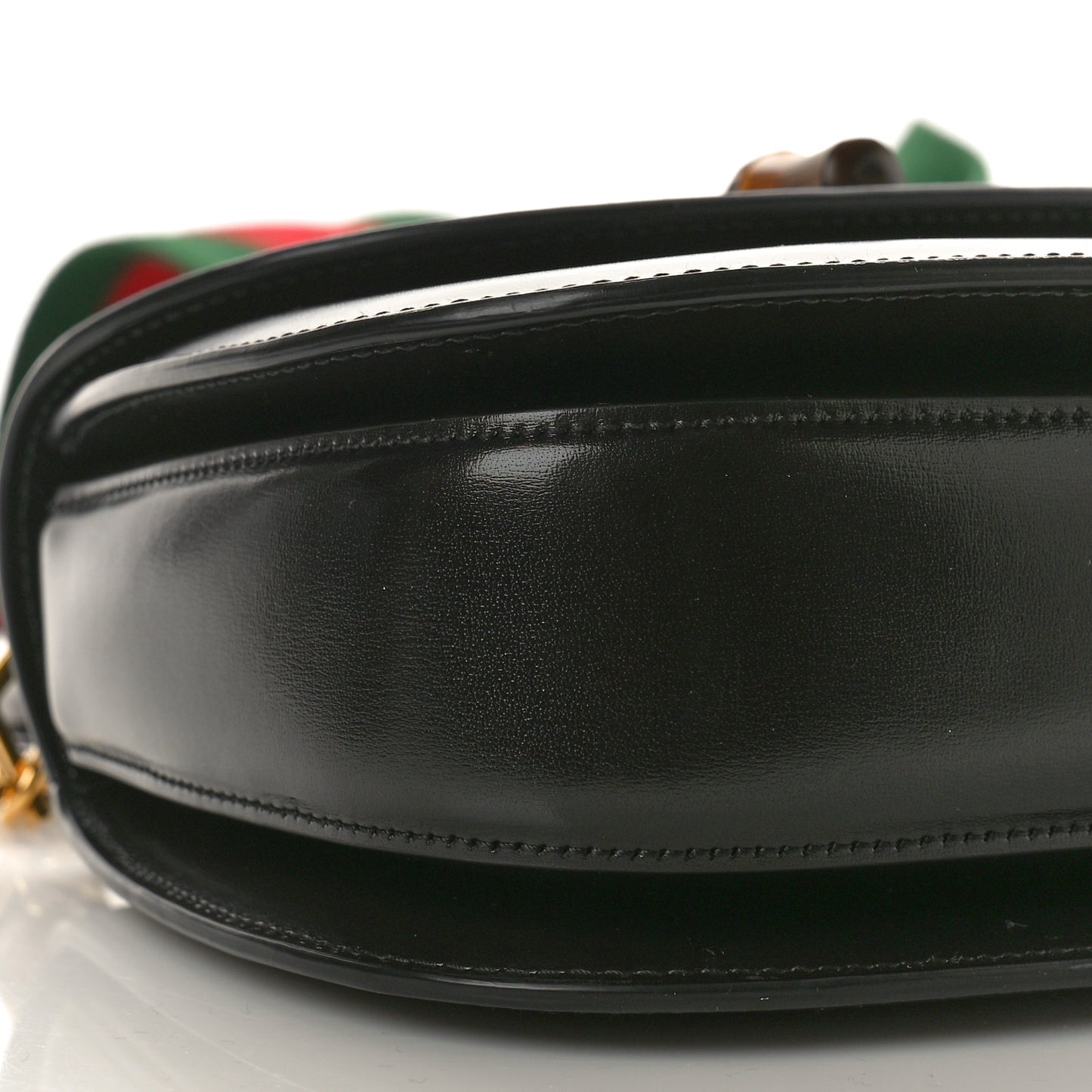 Boarded Dyana Lux Calfskin Web Small Bamboo 1947 Top Handle Bag Black