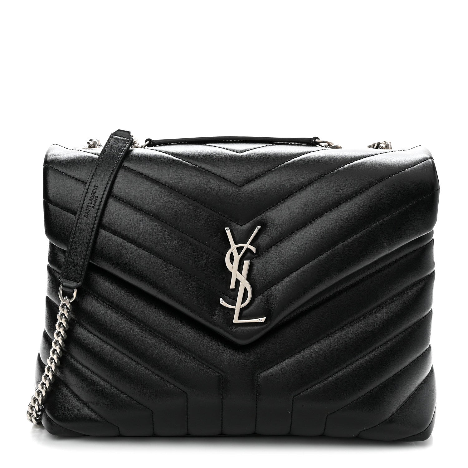 Saint Laurent Calfskin Y Quilted Monogram Medium Loulou Chain Satchel Black 1 of 10